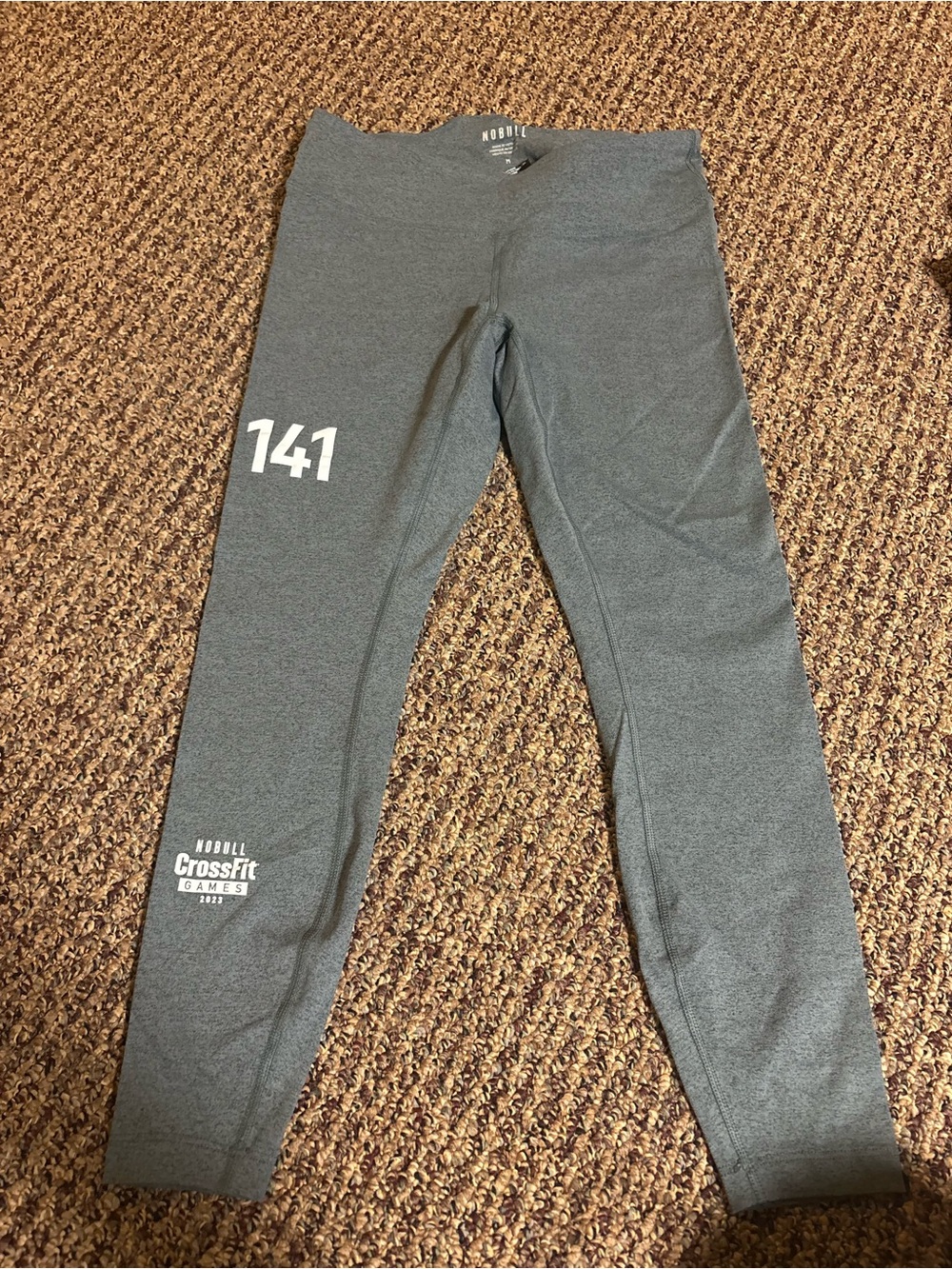 NOBULL Women’s Gray CrossFit Leggings with '141' Print